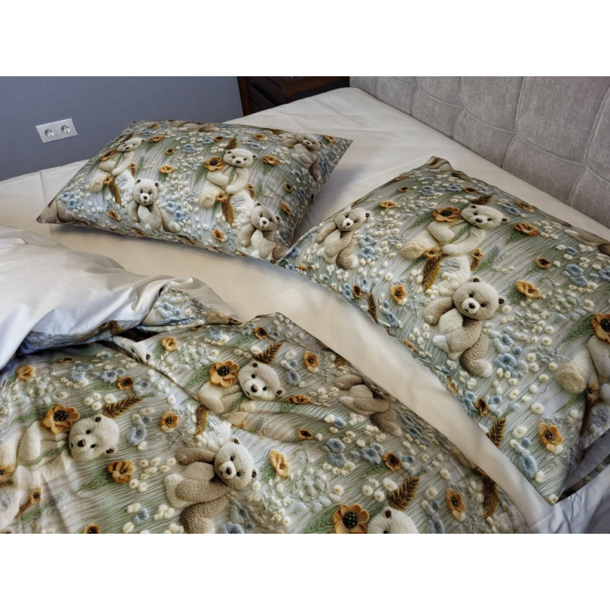 Постіль з бавовни cotton 5D Ведмедик плюшевий (молочний)